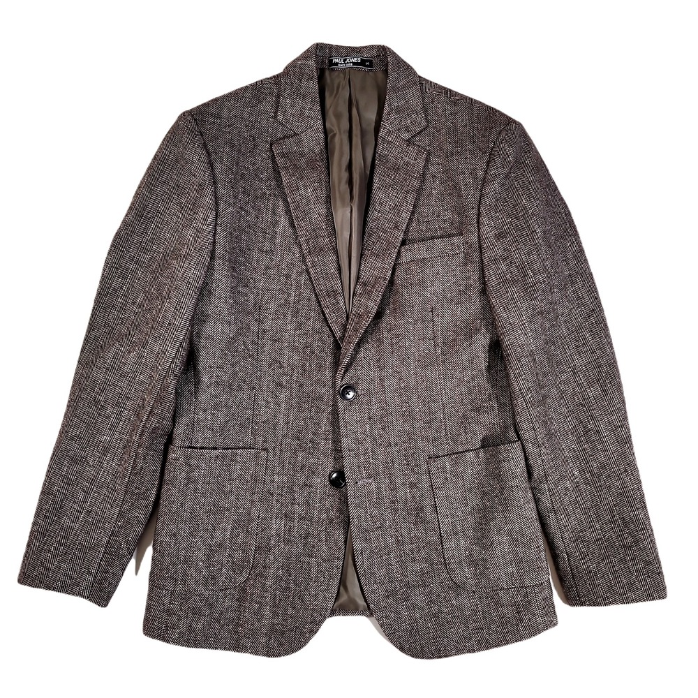 Paul Jones‎ Tweed Sport Coat Mens Small Brown Herringbone Blazer Jacket